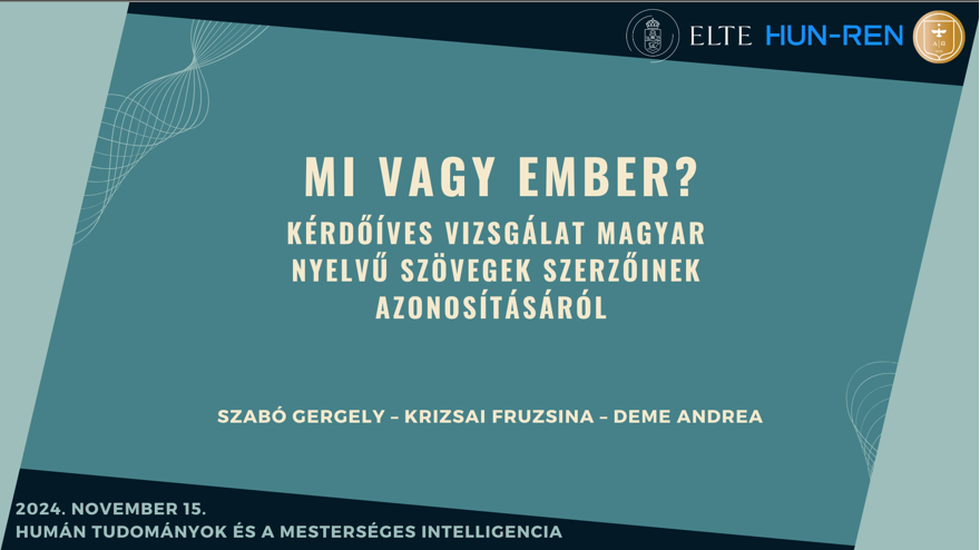 Előadás a Humán tudományok és a mesterséges intelligencia című konferencián